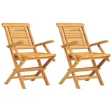 vidaXL Gartenstühle 2 Stk. Klappbar 56x63x90 cm Massivholz Teak