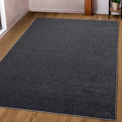 Teppich MY HOME "Pieter" Gr. 7, grau (anthrazit), B:240cm H:9mm L:320cm, Kunstfaser, Teppiche, mit besonders weichem Flor, Kurzflor,Design-Teppich mit Melange-Effekt