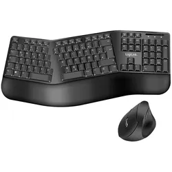 LogiLink Ergonomisches Funk-Tastatur-Maus-Set mit geteilter Tastatur, schwarz