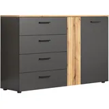 trendteam Kommode Esteban anthrazit Eiche Evoke Coast Nachbildung B/H/T: ca. 139x86x38 cm - anthrazit, Eiche