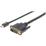 Manhattan Mini-DisplayPort / DVI Adapterkabel Mini DisplayPort Stecker, DVI-D 24+1pol. Stecker 1.80m Schwarz 152150 Folienschirm