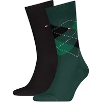 Socken TOMMY HILFIGER "TH MEN SOCK CHECK 2P", Damen, Gr. 39-42, deep grün, Baumwollmischung, normal, Socken Socken, mit klassischem Argyle-Design