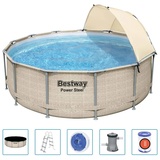 BESTWAY Power Steel Swimmingpool Set mit Dach 396x107 cm