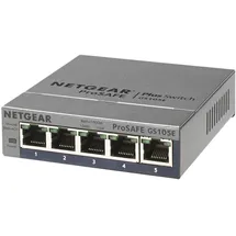 Netgear GS105E Managed Switch 5 Port Gigabit Ethernet LAN Switch Plus (Netzwerk Switch Managed, IGMP, QoS, VLAN, lüfterlos, robustes Metallgehäuse), Grau