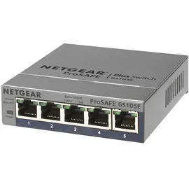 Netgear GS105E Managed Switch 5 Port Gigabit Ethernet LAN Switch Plus (Netzwerk Switch Managed, IGMP, QoS, VLAN, lüfterlos, robustes Metallgehäuse), Grau
