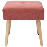 miliboo Niedriger Hocker aus Stoff mit strukturiertem Samteffekt in Terracotta und hellem Massivholz H46 cm GUESTA
