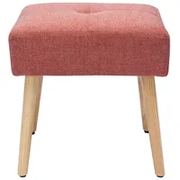 miliboo Niedriger Hocker aus Stoff mit strukturiertem Samteffekt in Terracotta und hellem Massivholz H46 cm GUESTA