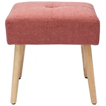miliboo Niedriger Hocker aus Stoff mit strukturiertem Samteffekt in Terracotta und hellem Massivholz H46 cm GUESTA