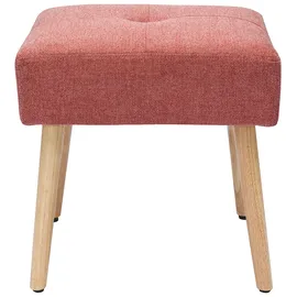 miliboo Niedriger Hocker aus Stoff mit strukturiertem Samteffekt in Terracotta und hellem Massivholz H46 cm GUESTA