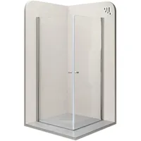 i-flair Duschkabine Eckeinstieg Duschabtrennung mit Pendeltüren Nano-esg Klarglas 80x80 Dk861