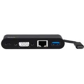 Startech StarTech.com USB-C VGA Multiport Adapter - Power Delivery (60W) - USB C Adapter für Mac, Windows, Chrome OS - Docking Station - USB-C 3 Ports), Dockingstation Hub, Schwarz