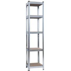 SCHULTE Regalwelt Schwerlastregal mit 5 MDF-Böden, 180x40x40 cm (HxBxT), 150 Kg Traglast pro Boden, verzinkt