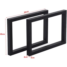 [en.casa] Tischgestell-Set, Schwarz Metall, 50x35x4 cm, Esszimmer, Tische, Esstische, Tischsysteme, Tischgestell