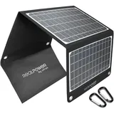 RealPower Solar Ladegerät 22W Faltbares Monokristalline Solarpanel mit USB Anschluss QC 3.0, ETFE wasserdicht, Leicht für Tablet Smartphone Power... - Schwarz