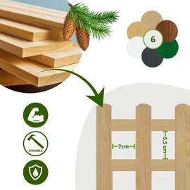 Floranica Zierzaun aus Holz 100 x 20 cm Natur (imprägniert) Steckzaun als Beeteinfassung Rasenkante Tierzaun Bauernzaun - Braun/Grau/Weiß/Grün