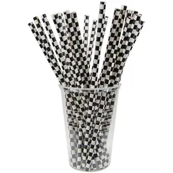 VEPATIM 1000x Papiertrinkhalme Trinkhalme aus Papier schwarz/weiß O6mm 21cm