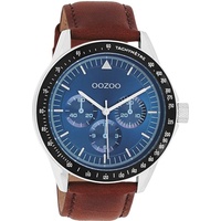 OOZOO Quarzuhr Oozoo Herren Armbanduhr Timepieces Analog, (Analoguhr), Herrenuhr rund, groß (ca. 45mm) Lederarmband, Casual-Style braun