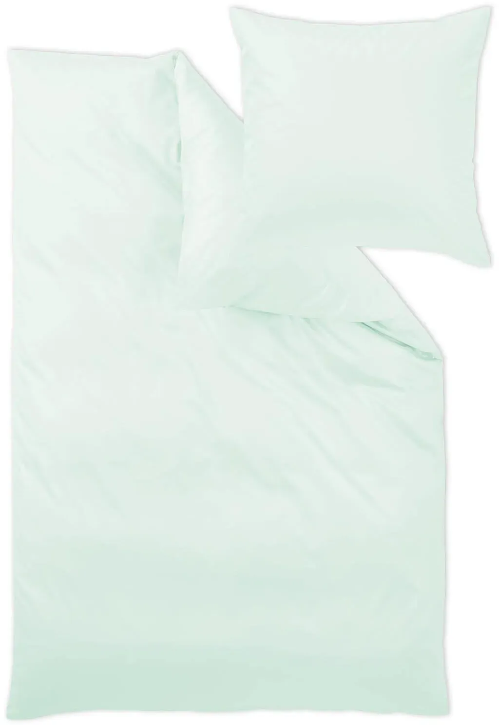 Curt Bauer Uni Mako-Satin Bettwäsche 155x220 cm + 80x80 cm | silberjade - grün
