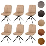 Mendler 6er-Set Esszimmerstuhl HWC-M68, Küchenstuhl Lehnstuhl, drehbar Auto-Position, Metall Stoff/Textil - beige