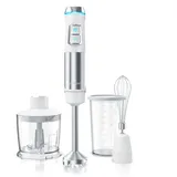 Arendo Edelstahl Stabmixer 1200 Watt vierflügeliges Messer Handmixer Weiß