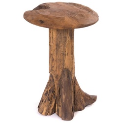 CREEDWOOD Beistelltisch BAUMSTAMM HOCKER, Teak, 47cm, Blumen Hocker, Holz Hocker beige