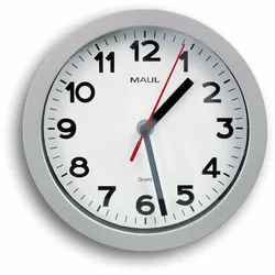 Jakob Maul GmbH MAUL 9052995, Wand, Quarzuhr, Rund, Silber, Kunststoff, Glas