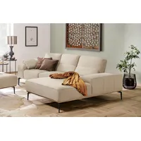 W.SCHILLIG Ecksofa run, Designsofa mit tollem Sitzkomfort, bequem, L-Form, mit Holzsockel, Füße in Schwarz pulverbeschichtet, Breite 279 cm beige