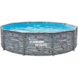 Summer Waves Active Frame Pool rund Set 305 x 76 cm steinoptik inkl. Filterpumpe