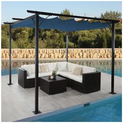 Pergola MCW-C42, Garten Pavillon, stabiles 6cm-Gestell + Schiebedach ~ 3x3m blau