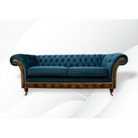 JVmoebel 3-Sitzer, Chesterfield 3 Sitzer Türkis Dreisitzer Design Couchen Polster Sofa blau