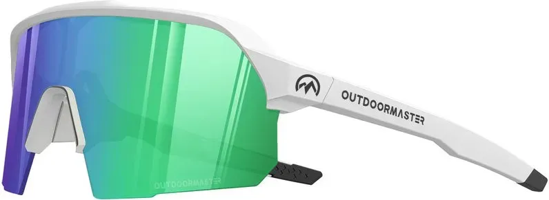 OutdoorMaster Hawk HD polarisierte TR90-Sportsonnenbrille für Angeln, Baseball, Segeln, Golf und Autofahren – Rahmen in Hellgrau, graue Linse mit Revo Green, VLT 12 %