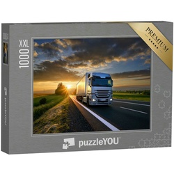 puzzleYOU Puzzle Puzzle 1000 Teile XXL „LKW im Sonnenuntergang“, 1000 Puzzleteile, puzzleYOU-Kollektionen Trucks & LKW
