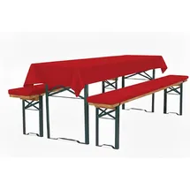 TexDeko Bierbankauflagen 3-TLG Set  extra dick mit Tischdecke  - Rot