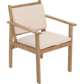 MCW Garten-Garnitur MCW-O19, Lounge-Set Sitzgruppe Bank Sessel Tisch, Holz Akazie MVG Stoff/Textil (180g/m2) ~ Kissen beige