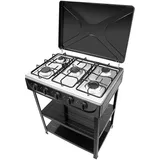 Einbau Gaskochfeld Edelstahl 5 Flammig, Gas Einbau Autark Gaskochfeld, LPG/Erdgas, Edelstahl Gasherd mit Wok Brennern, Butan Gaskochfeld, 2500 Watt