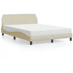 Bett mit Matratze 140x200 cm in Creme – Elegantes Design & erholsamer Schlaf