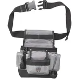 KWB Werkzeug-Gürtel aus strapazierfähigem Nylon - Mit Nageltasche, großen und kleinen Taschen, Hammerschlaufe und Schlaufe mit Karabinerhaken - 19 x 8,5 x 21 cm