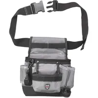 KWB Werkzeug-Gürtel aus strapazierfähigem Nylon - Mit Nageltasche, großen und kleinen Taschen, Hammerschlaufe und Schlaufe mit Karabinerhaken - 19 x 8,5 x 21 cm