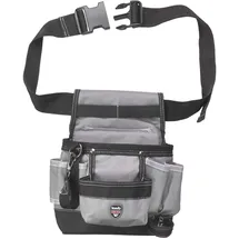 KWB Werkzeug-Gürtel aus strapazierfähigem Nylon - Mit Nageltasche, großen und kleinen Taschen, Hammerschlaufe und Schlaufe mit Karabinerhaken - 19 x 8,5 x 21 cm
