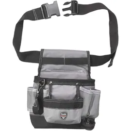 KWB Werkzeug-Gürtel aus strapazierfähigem Nylon - Mit Nageltasche, großen und kleinen Taschen, Hammerschlaufe und Schlaufe mit Karabinerhaken - 19 x 8,5 x 21 cm