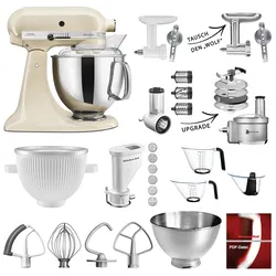 KitchenAid Küchenmaschine Artisan 5KSM175PS Mega-Sommer Set Creme/Mandel