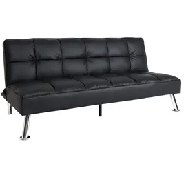 Mendler Sofa HWC-K21, Klappsofa Couch Schlafsofa, Nosagfederung Schlaffunktion Liegefläche 181x107cm ~ Kunstleder, schwarz