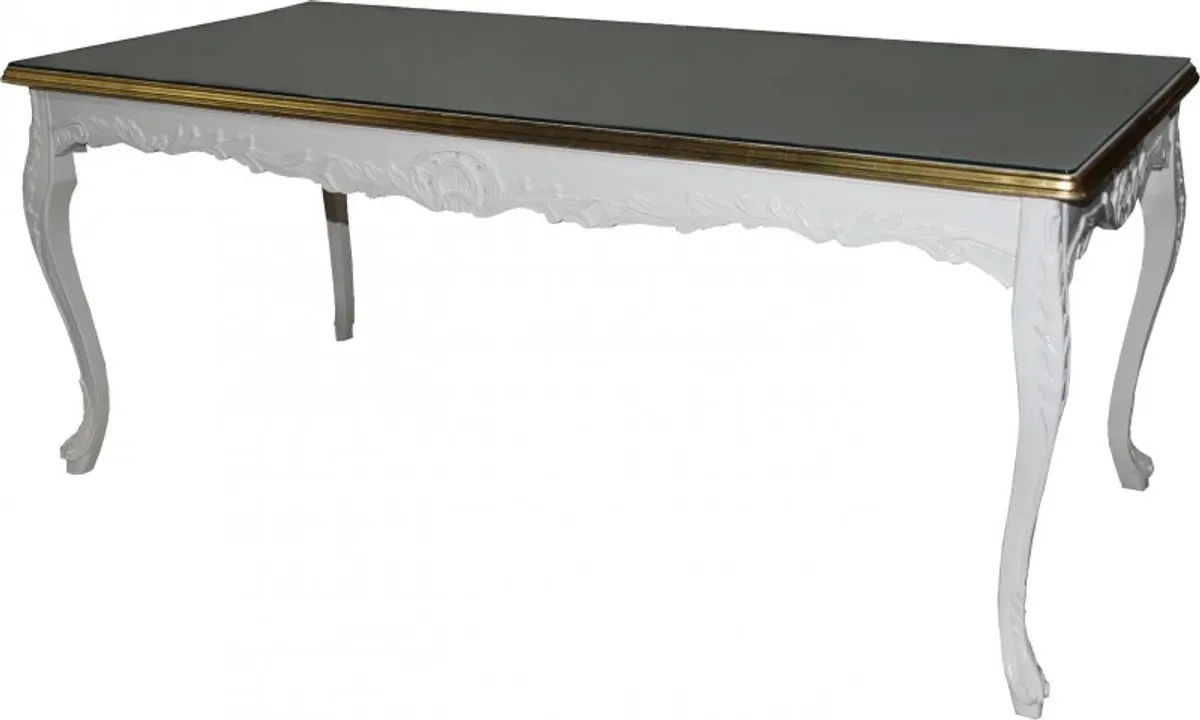 Casa Padrino Barock Esstisch leicht Cremebarben/Gold 200 cm x 90 cm- Esszimmer Tisch - Antik Stil Möbel - Limited Edition