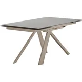 Meubletmoi Cassandra rechteckiger Esstisch, ausziehbar, 160/240 cm, Glas, Taupe