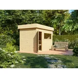 Swedheat Naturbelassen 40 mm Gartensauna, Saunahaus mit Holztür, Fichte Massivholzelemente, 2 Liegen, 2 Kopfstützen, Ofenschutzgitter, Saunaleuch... - Naturbelassen