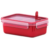 Emsa Frischhaltedose Clip & Micro rot 13,5 x 7,0 x 19,5 cm 1 l mit 2 Einsätzen