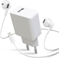 Avizar USB 2.1A Netzteil + Bluetooth Lightning Kopfhörer (10 W), USB Ladegerät, Weiss