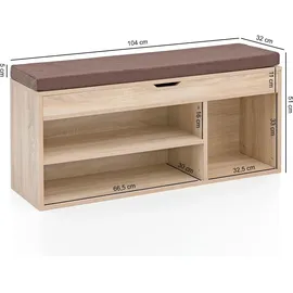 Wohnling Schuhbank WL5.344 104 x 51 x 32 cm beige gepolstert / beige
