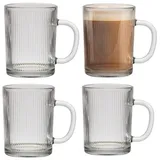 Zoha Glas Riffle Cup Henkelglas - 360 ml Kaffeeglas Teeglas, Glas, Hitzebeständig Latte Macchiato Glas Eiskaffeegläser weiß