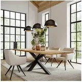 Rellgo Esstisch Otis, handgefertigter massiver Küchentisch aus 4cm Eiche, stilvoller Holztisch, 240x100 beige|braun